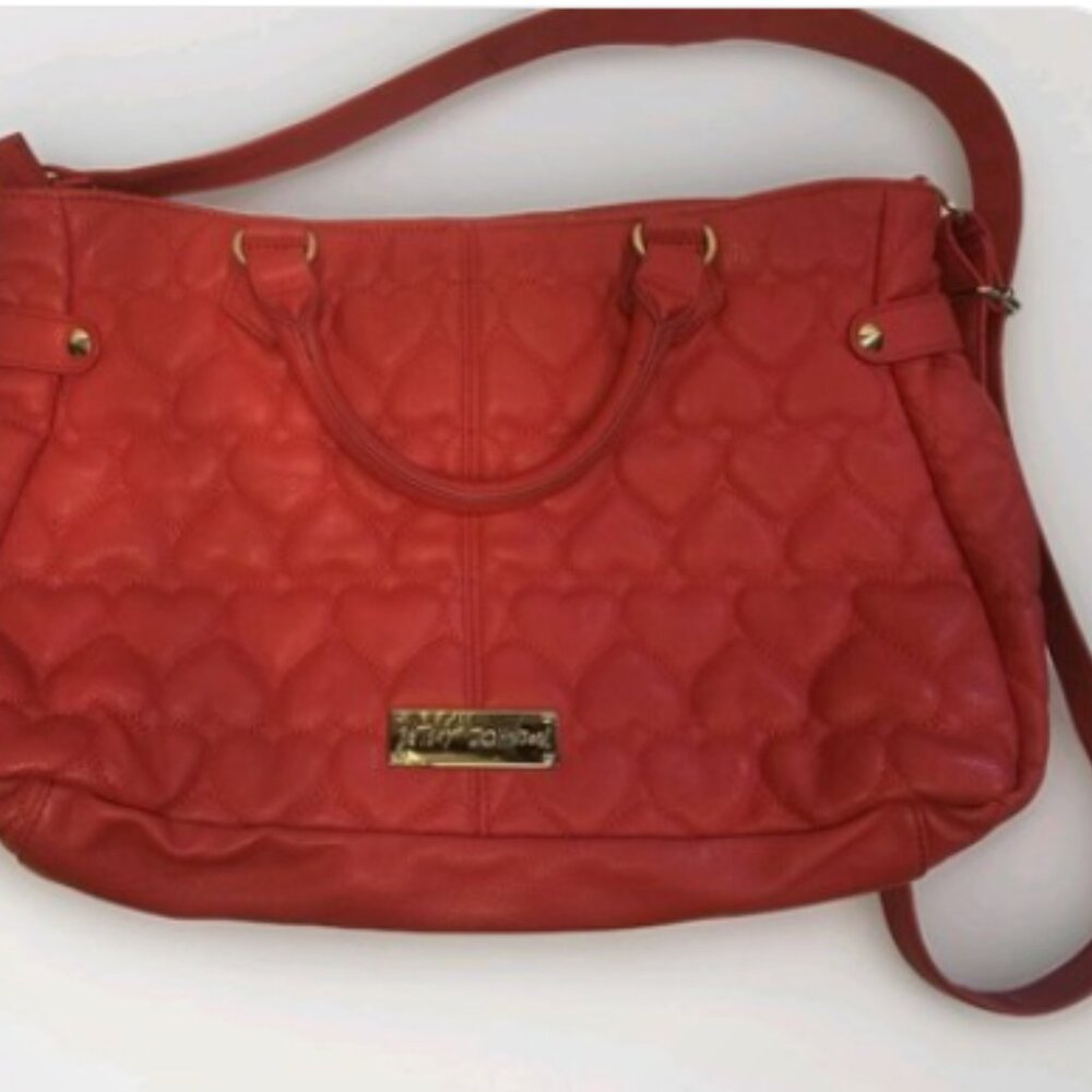 Betsey Johnson Red Faux Leather Heart Bag